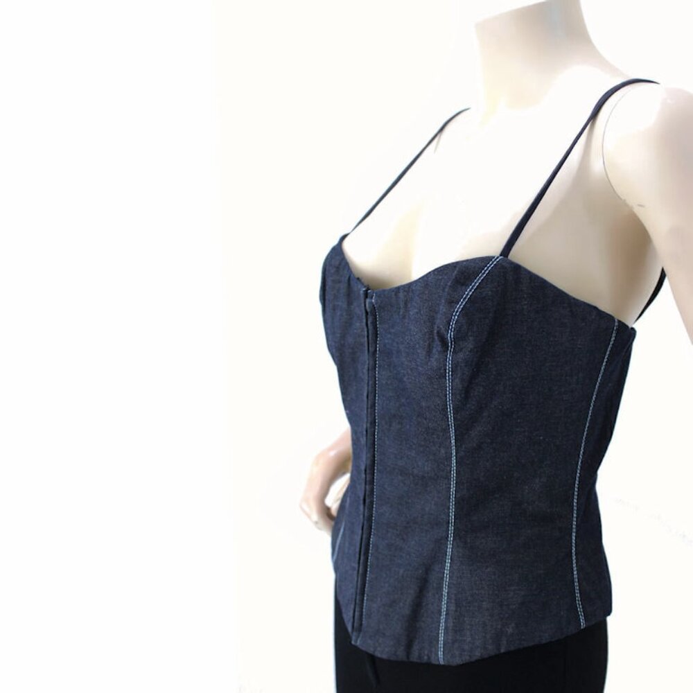 Vintage Y2K ALL ABOUT EVE Germany Cropped Denim Bustier Top - Picture 3 of 10